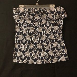 Crown & Ivy Navy & White Elephant Strapless Top